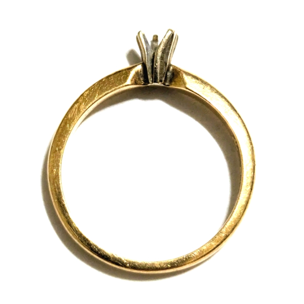 Vintage 14k Gold Plumb Ring Mount Setting